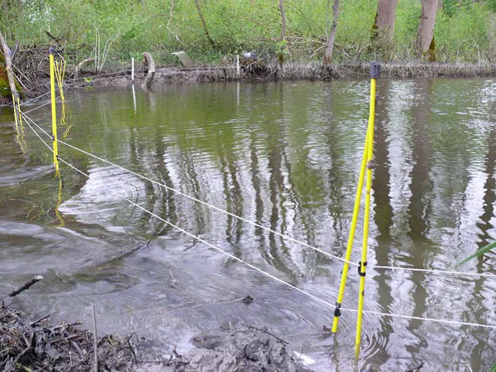 Shock wire in front of dam - G Schwab
